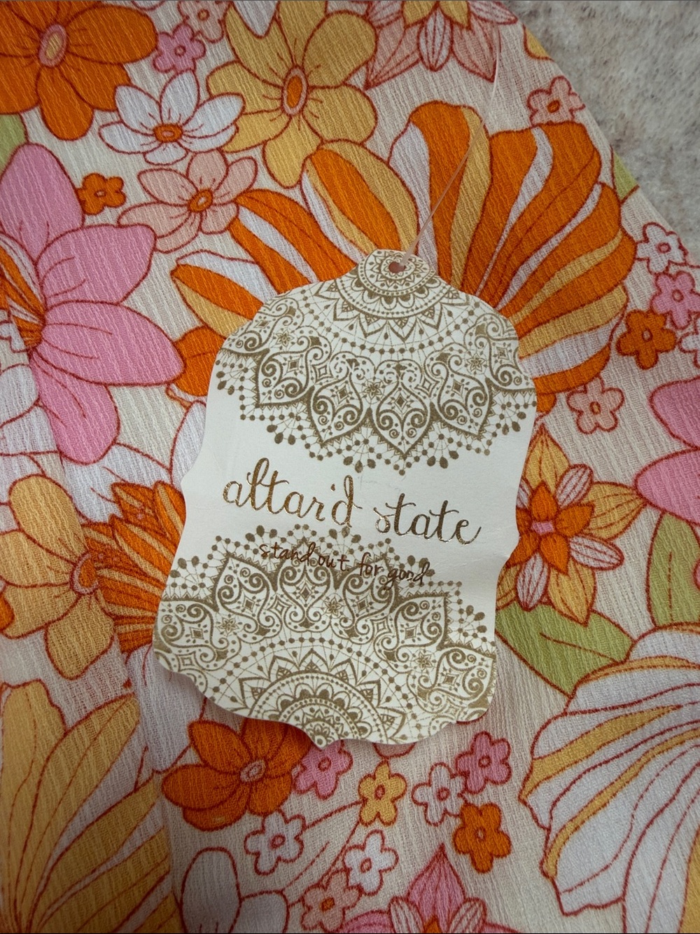 Altar'd State Orange & Pink Floral Shorts - Picture 3 of 7